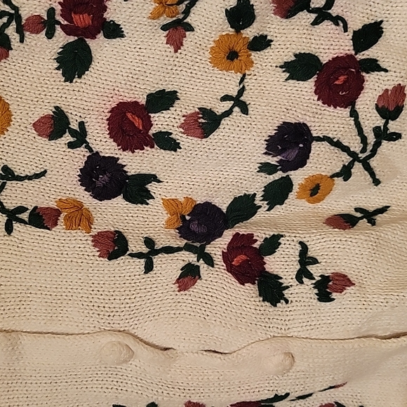 Carolina Colours Vintage 80s 90s embroidered floral relaxed crop sweater vest M - Picture 4 of 6
